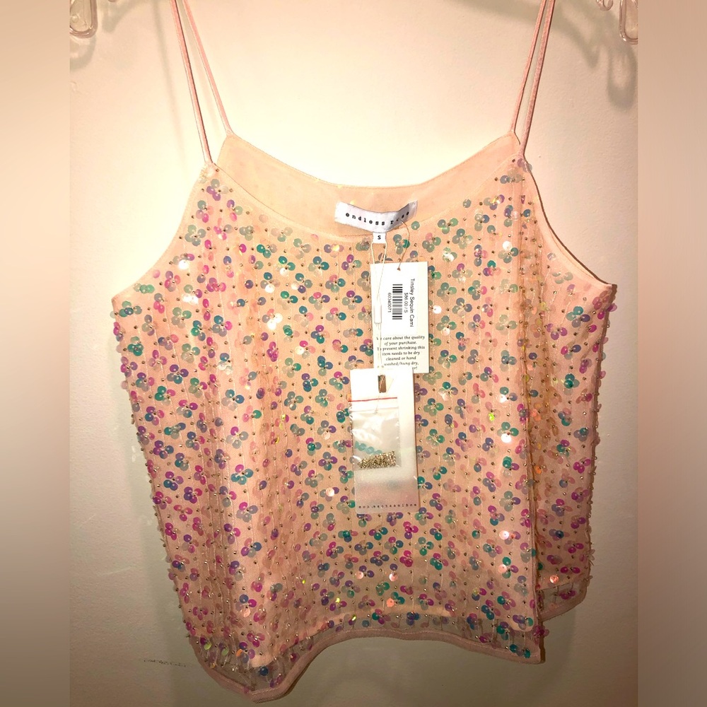 New with tags light pink sequin tank size small